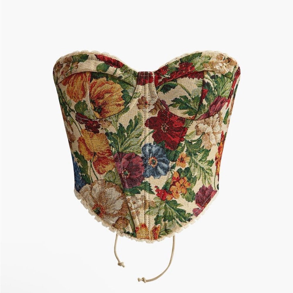 NWT Commense Lace Up Floral Jacquard Corset Size Large